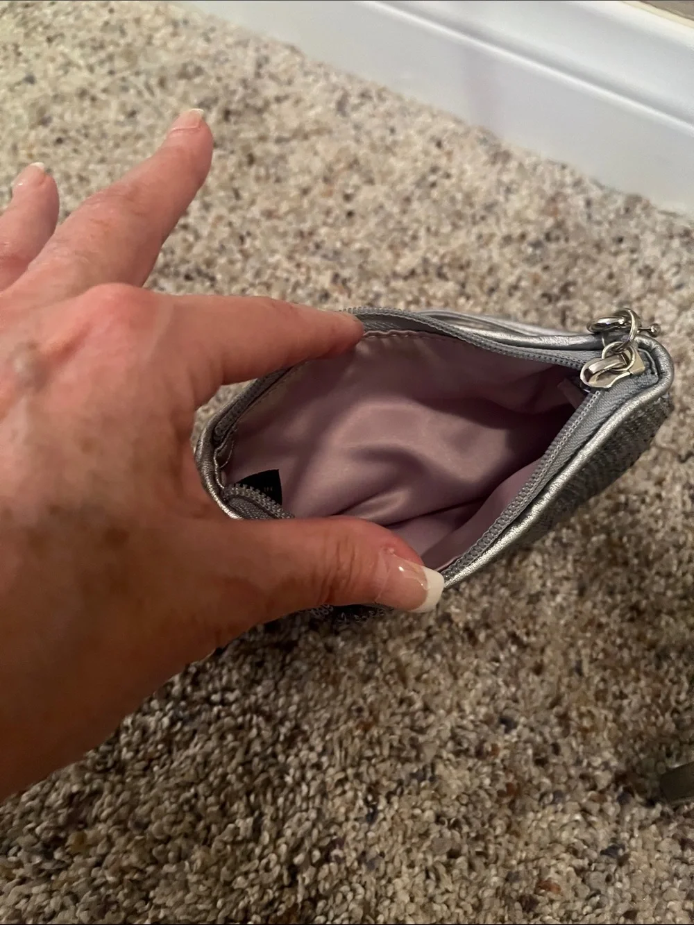 Coach Silver Sequin Wristlet Bag